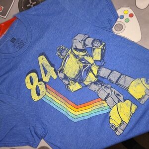 Blue Graphic T-Shirt with Robot Design